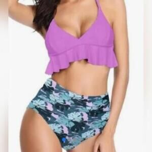 NWT I2Crazy High Waist Ruffle Bikini Swimsuit, Large